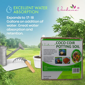 Verdana Coco Coir Potting Soil Brick being watered and ready for use