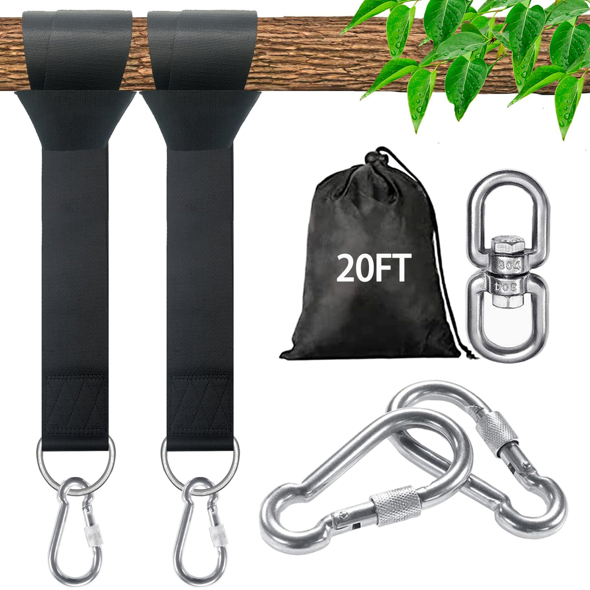 Veriluck tree swing straps 3ft with reinforced stitching for safe attachment.
