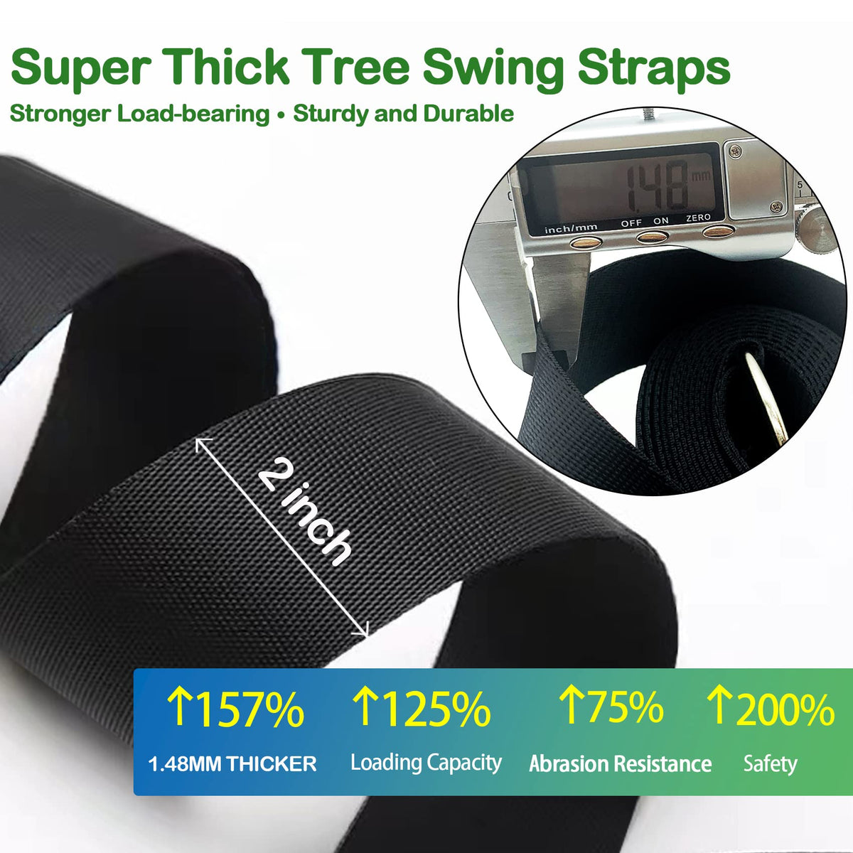Veriluck tree swing straps 8ft, adjustable length for versatile setups.