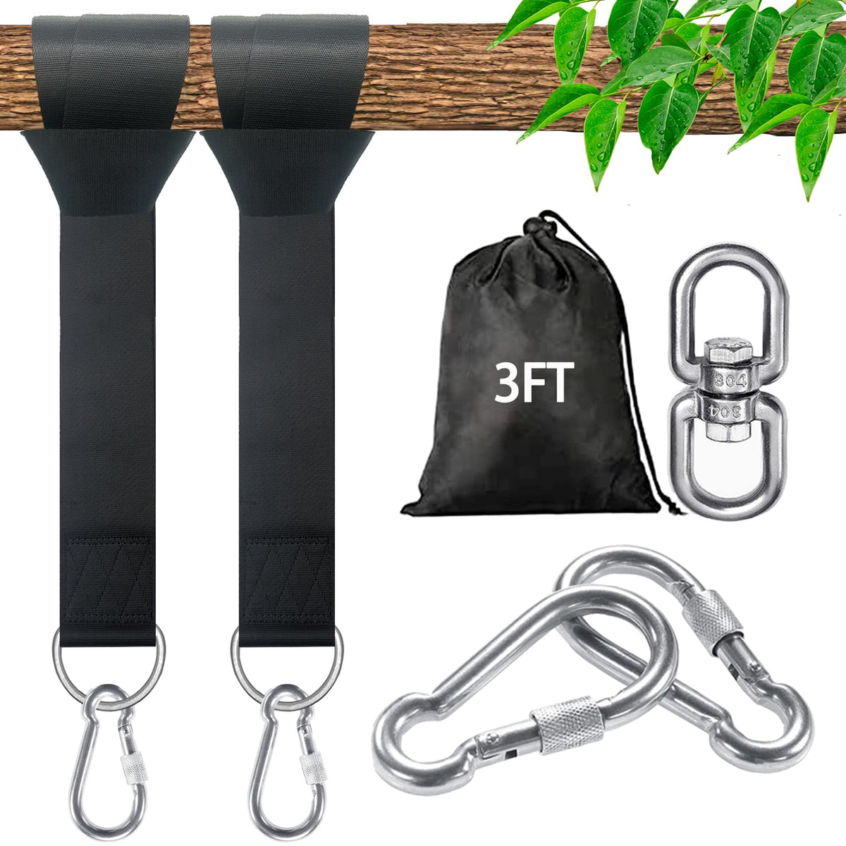 Veriluck tree swing straps overview showing sturdy nylon and reinforced stitching for durable use.
