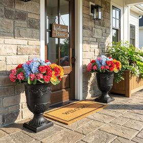 VeriNatural urn planter side view showcasing sturdy plastic build