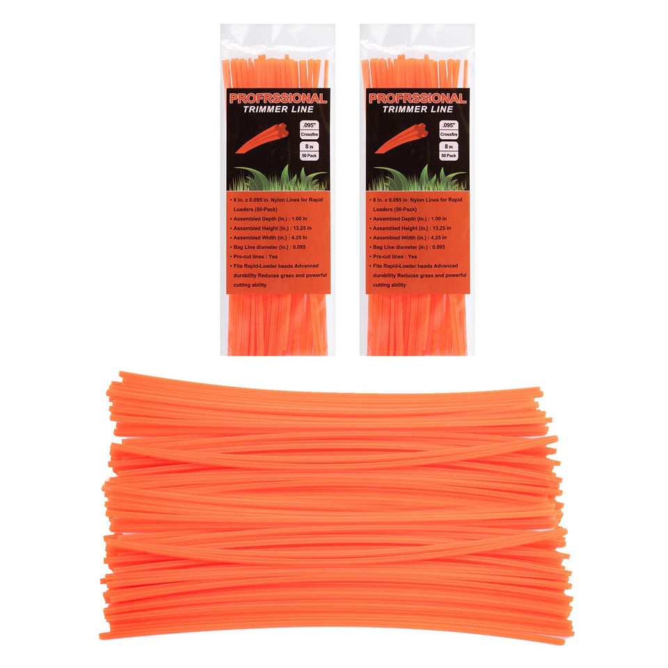 Verplexter Crossfire 8-inch trimmer line in bright orange for easy visibility during trimming.