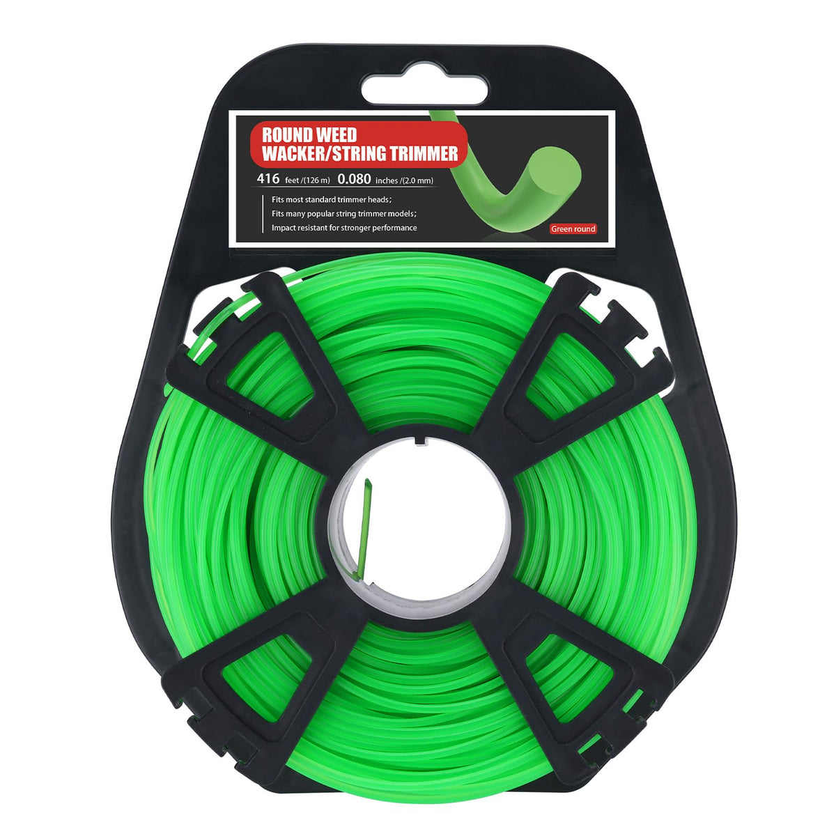 Verplexter Gatorline round trimmer line, blue color, easy visibility during use.