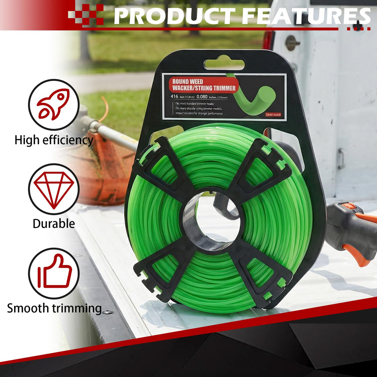Compatible with Stihl, DeWalt, Ryobi, Greenworks trimmers for versatile projects.