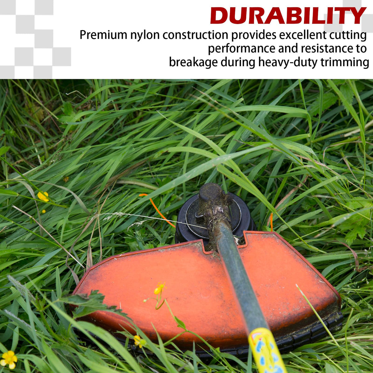 Durable nylon construction delivers steady cutting performance with less frequent line breaks.
