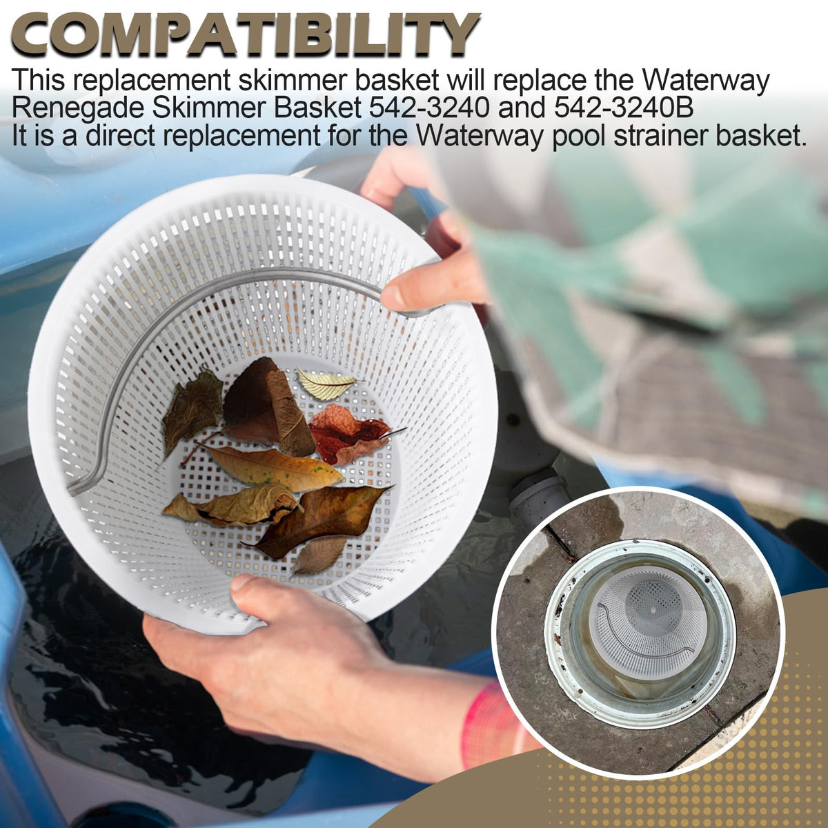 Verplexter universal design for pool skimmer baskets fits multiple skimmers.