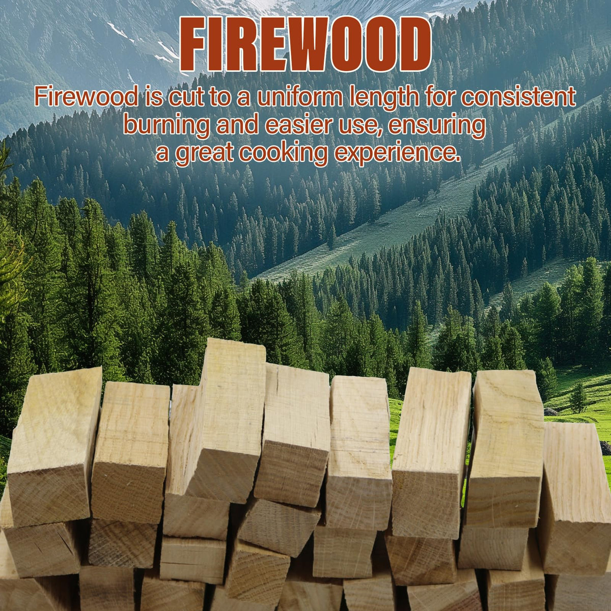 VERSAWOOD logs for easy stacking and quick fuel when cooking outdoors.