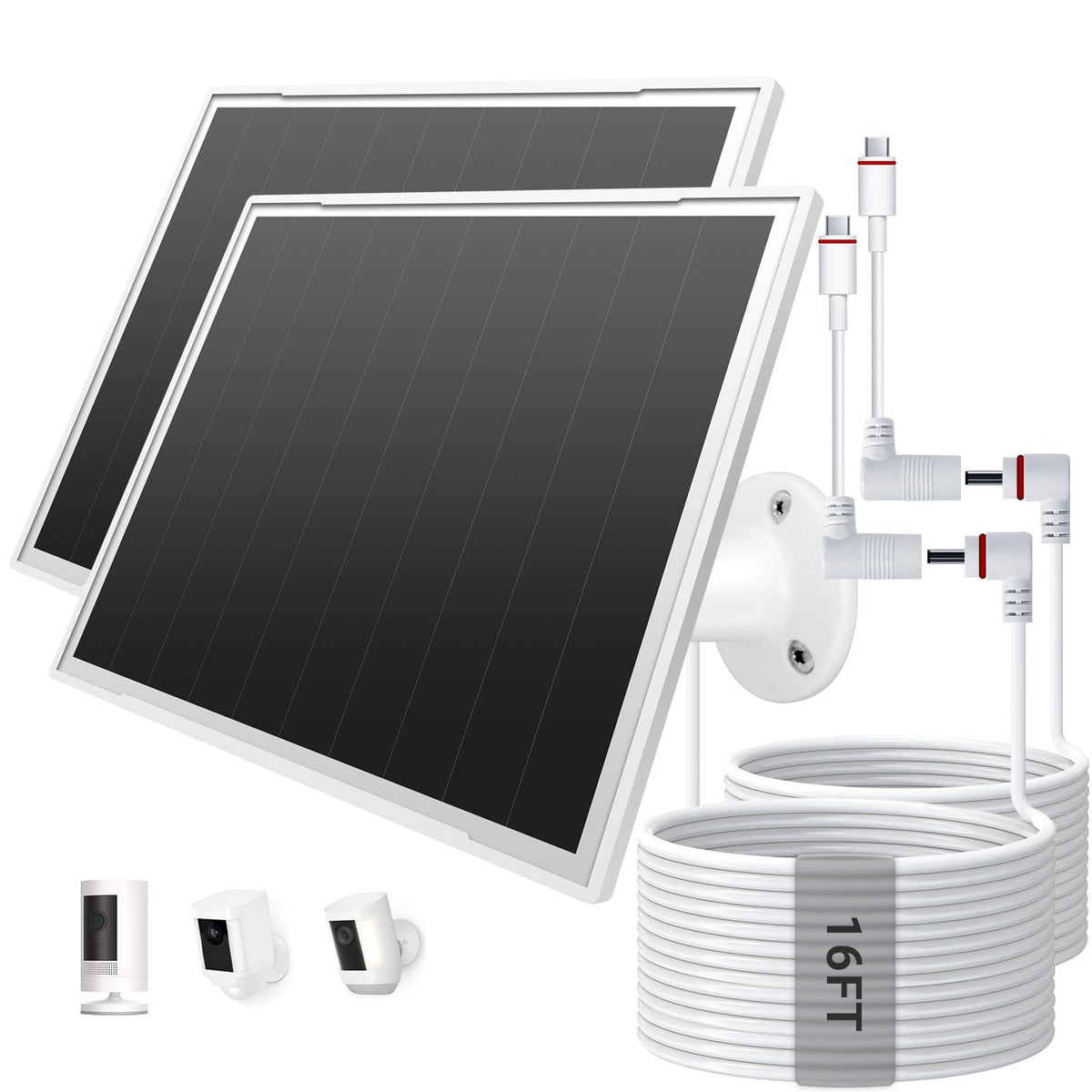 VERVERAY 2-pack 8W solar panel for Ring Stick Up Pro Plus with fast charging