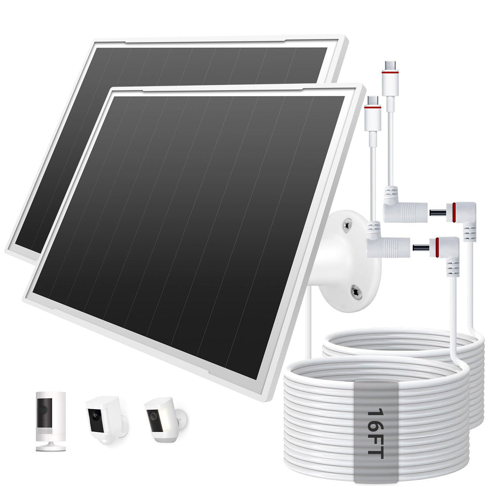 VERVERAY 2-pack 8W solar panel for Ring Stick Up Pro Plus with fast charging