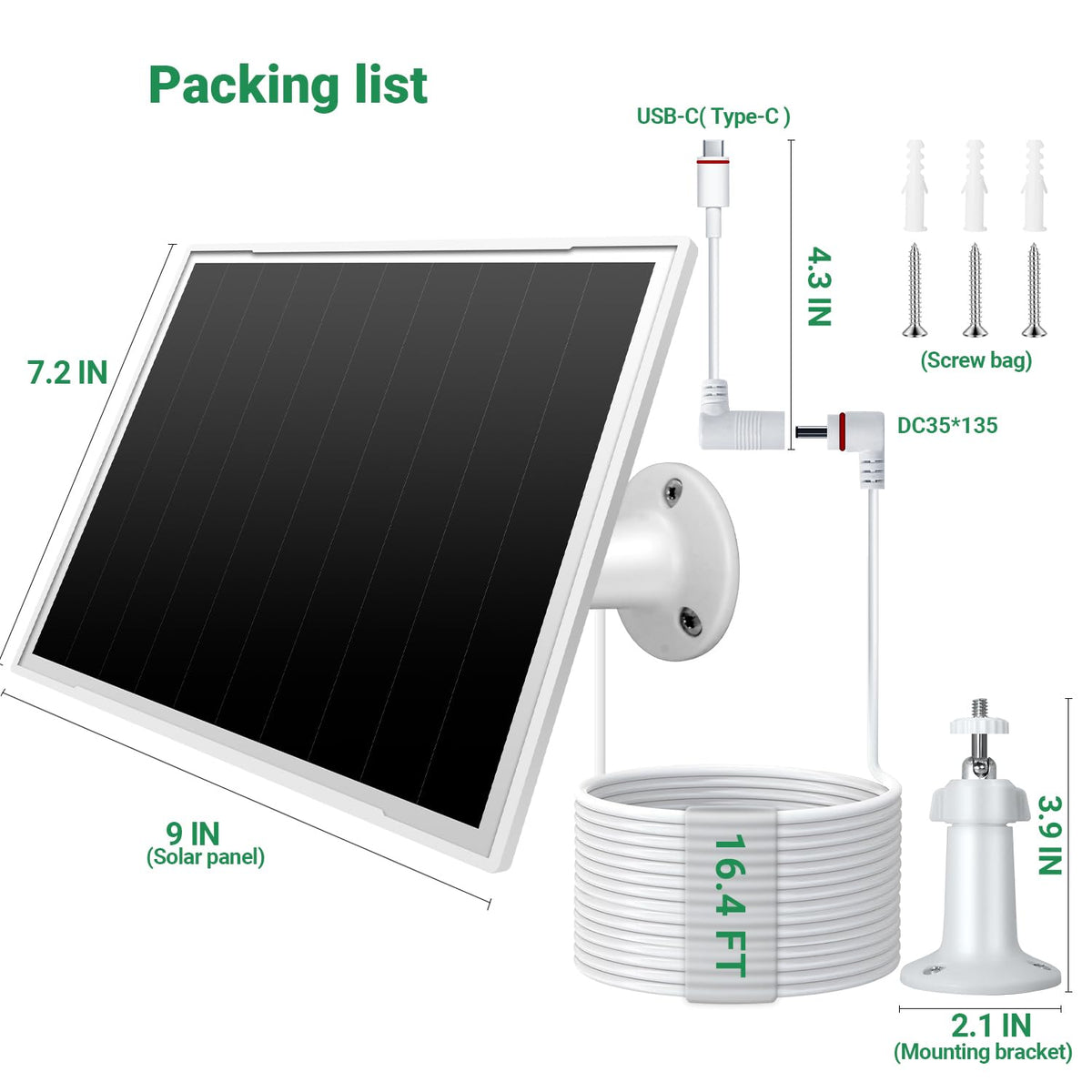 VERVERAY 2-pack 8W solar panel USB-C port for versatile charging