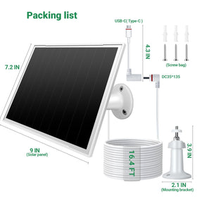 VERVERAY 2-pack 8W solar panel USB-C port for versatile charging