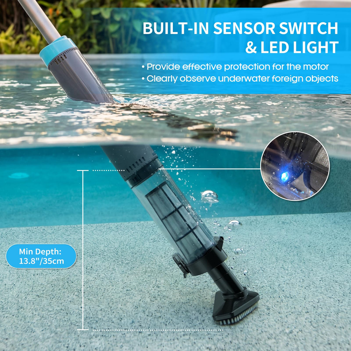 VERVEWAVE triangular brush head cleans large floor areas in small pools