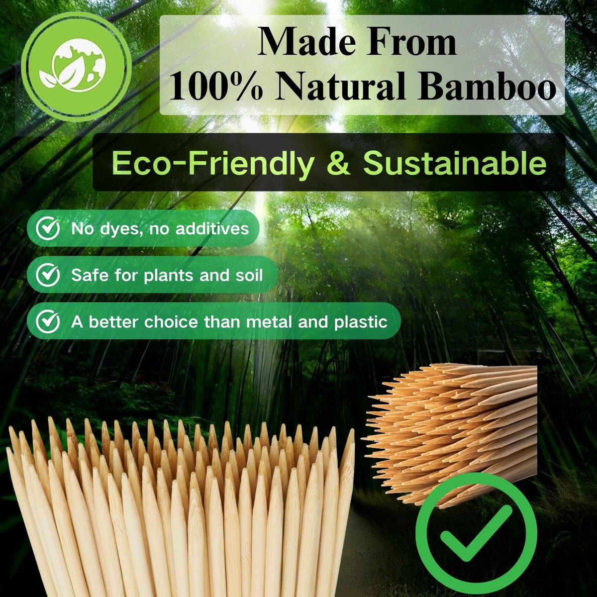 Vesyman 24-inch sticks offer safe, splinter-free gardening stakes.