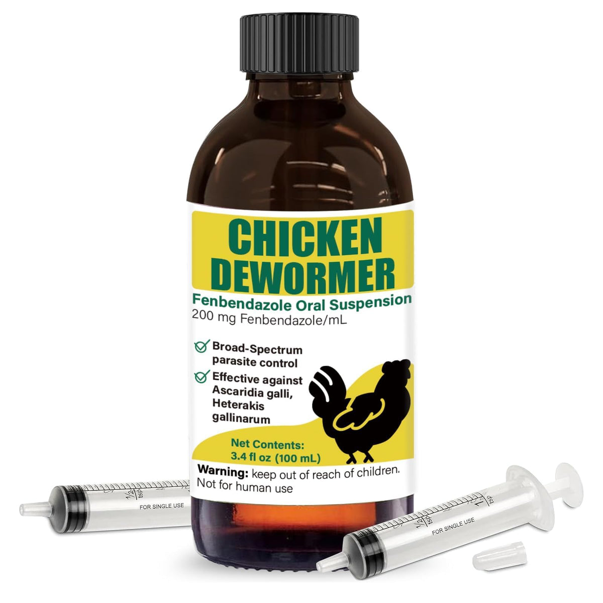 VetaSure dewormer bottle front, ready-to-use poultry liquid for easy dosing.