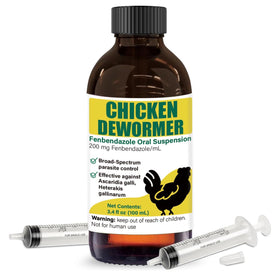 VetaSure dewormer bottle front, ready-to-use poultry liquid for easy dosing.