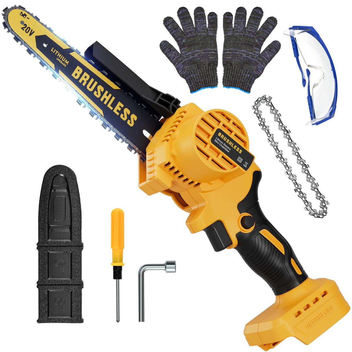 Vetoper cordless mini chainsaw 8-inch cutting logs quickly and cleanly