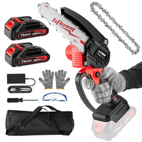 Vetoper mini chainsaw 6inch battery-powered for cordless pruning and quick yard cleanup.