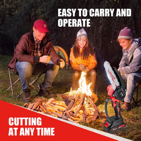 Vetoper mini chainsaw pruning and wood cutting in tight spaces.