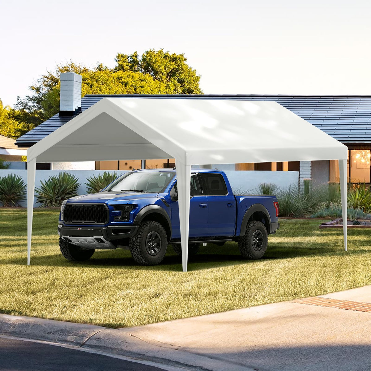 VEVOR 10x20 carport cover packaging and contents ready for replacement project