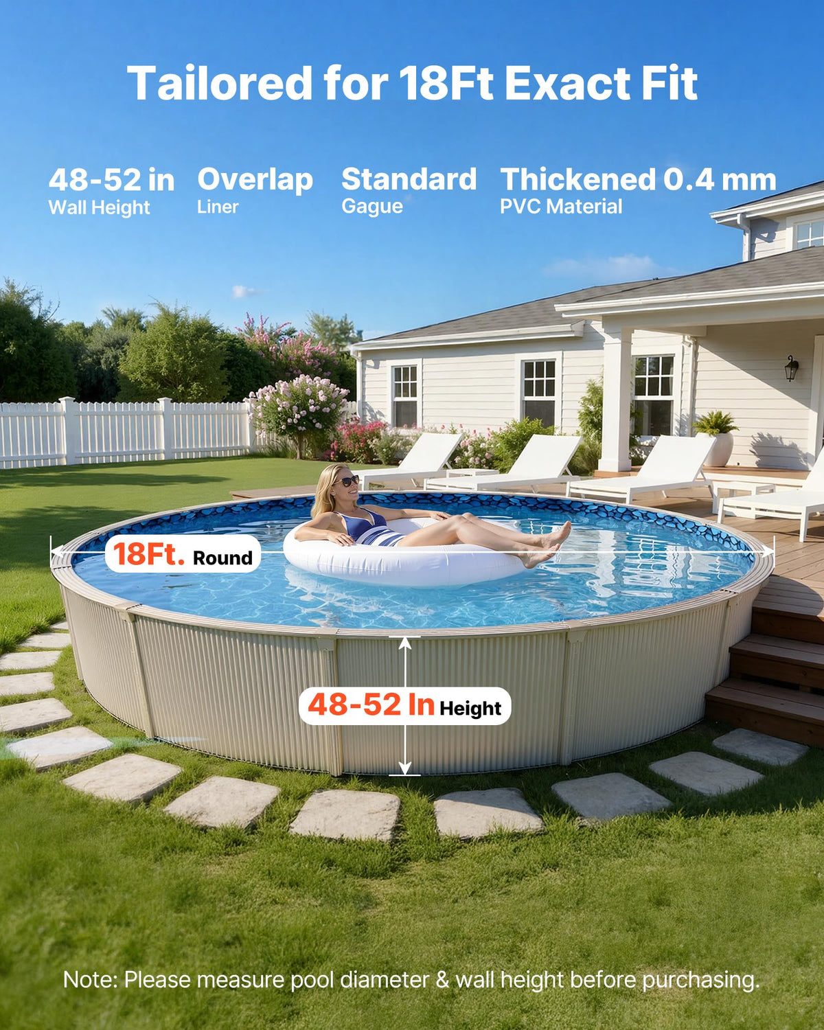 VEVOR 16 mil thickened PVC liner reduces wear for long-lasting use