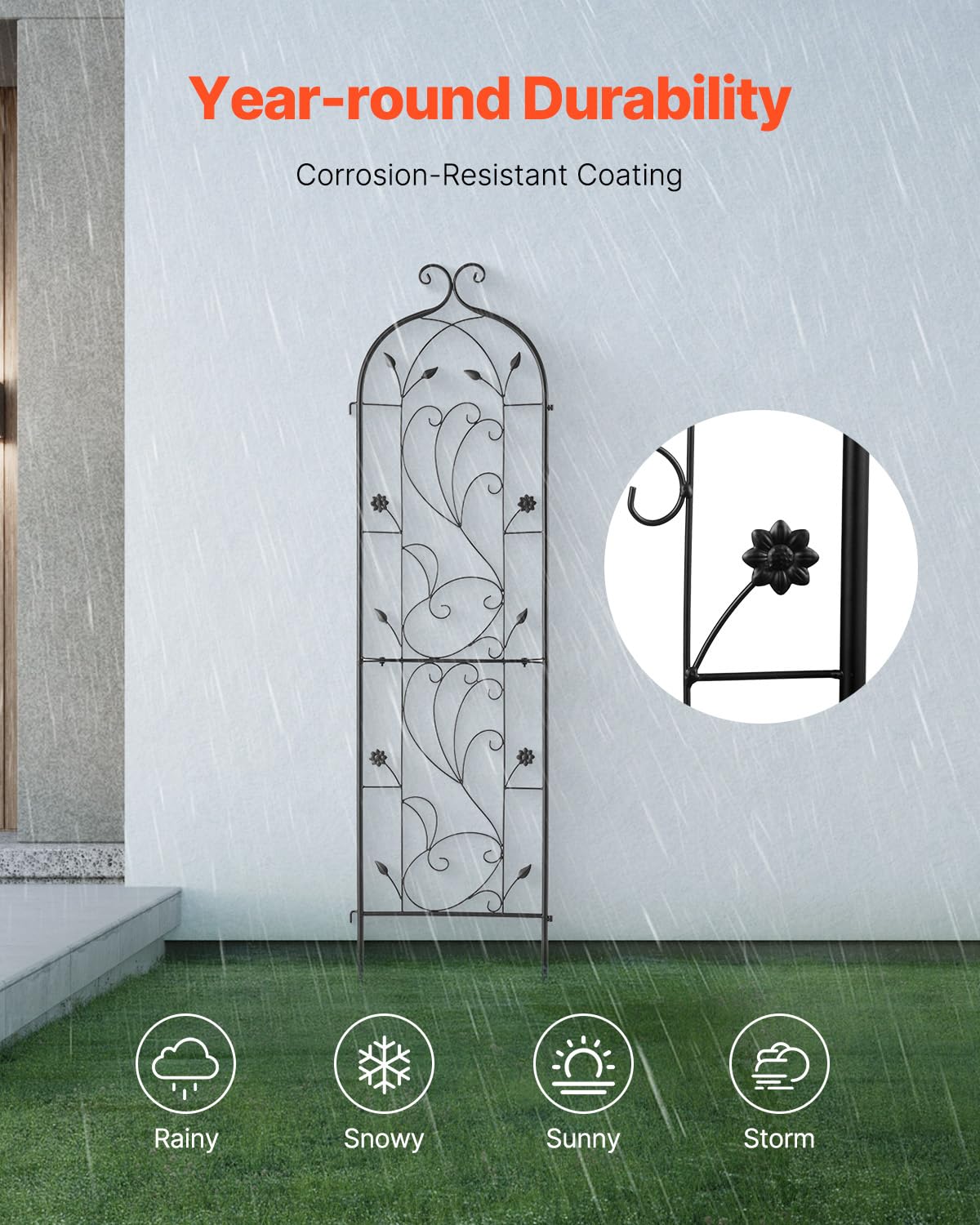 VEVOR trellis supports climbing roses and blooms with sturdy metal structure