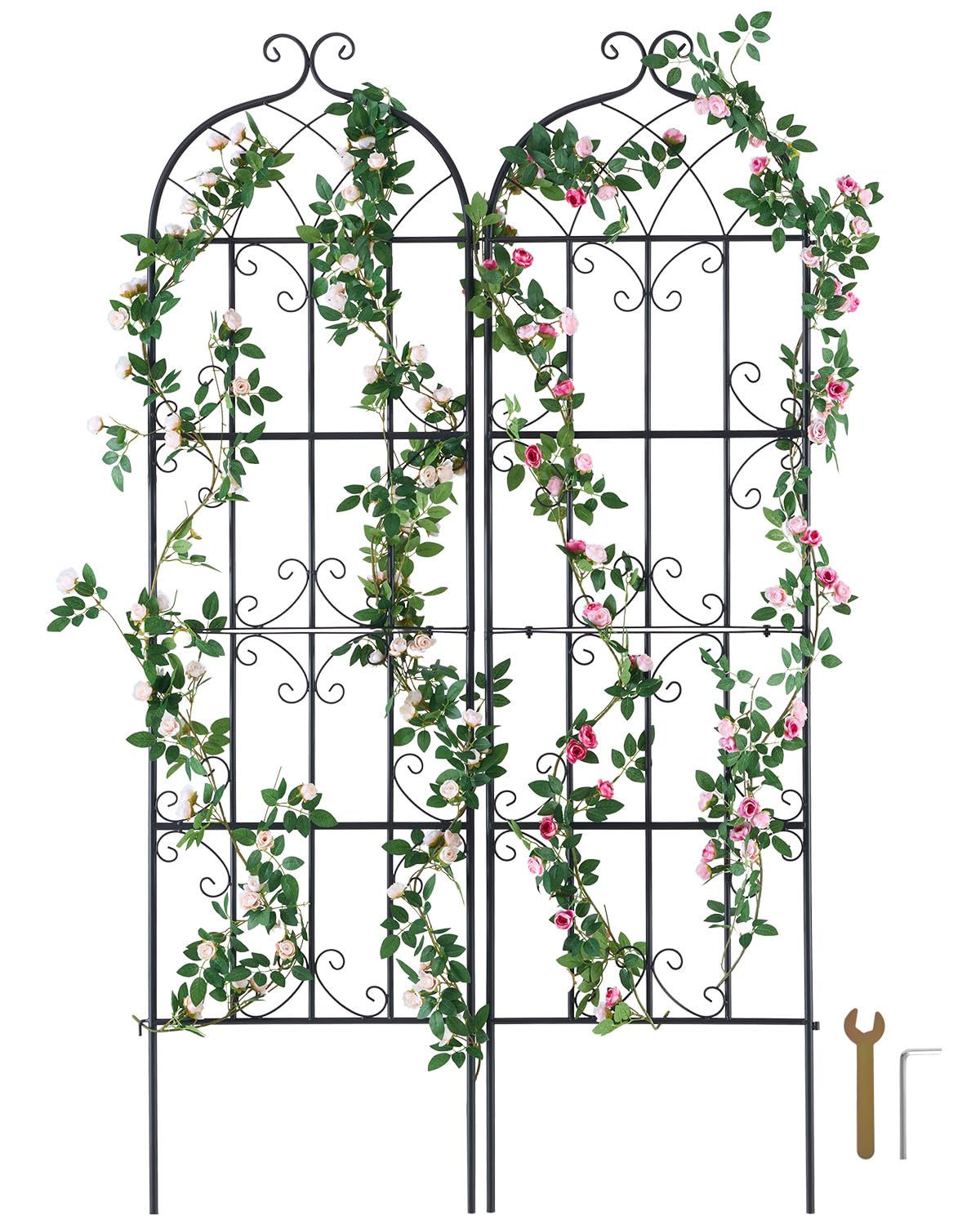 VEVOR 71x20 in two-pack garden trellis supports climbing roses in outdoor space