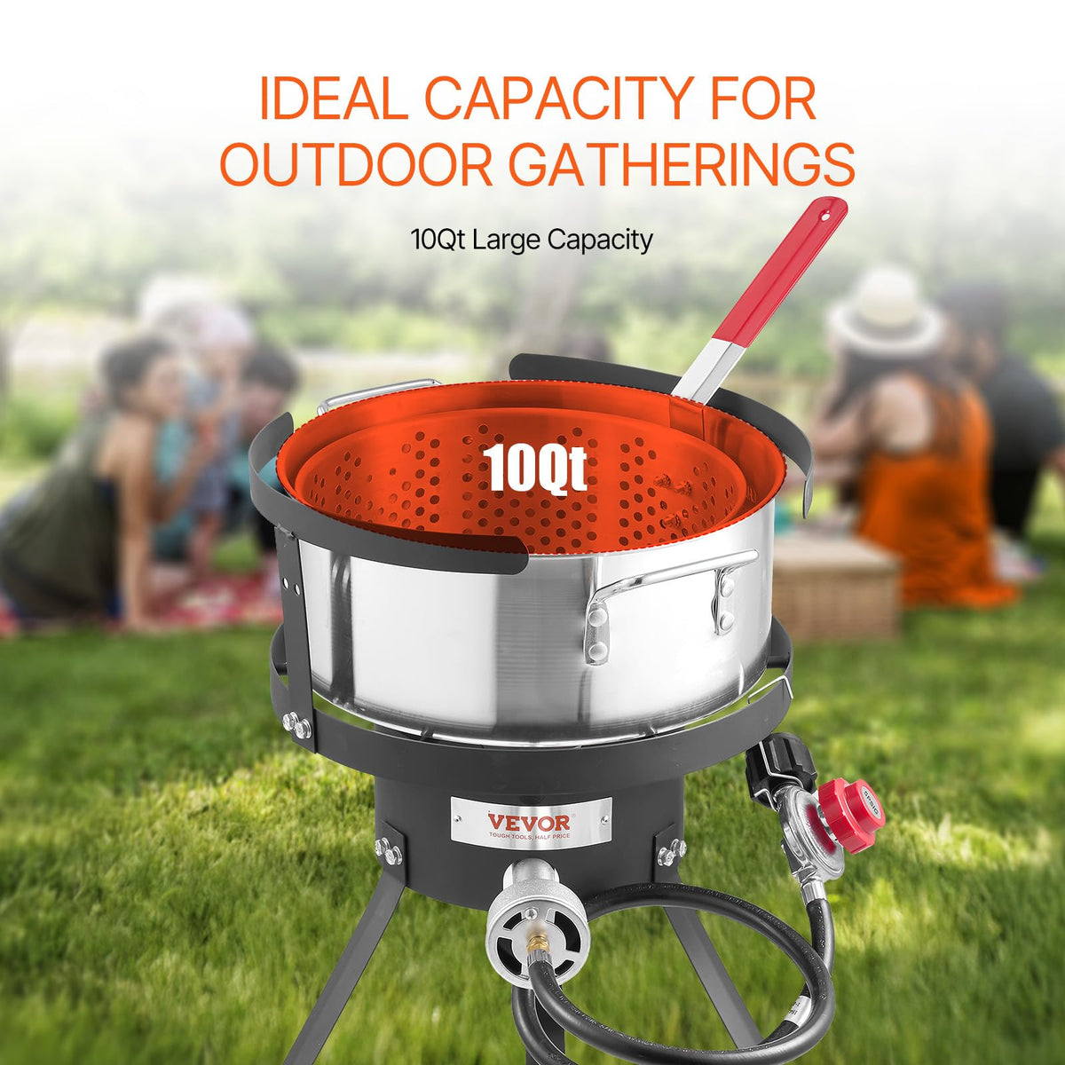 VEVOR aluminum deep fryer pot ready for outdoor cooking