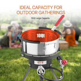 VEVOR aluminum deep fryer pot ready for outdoor cooking