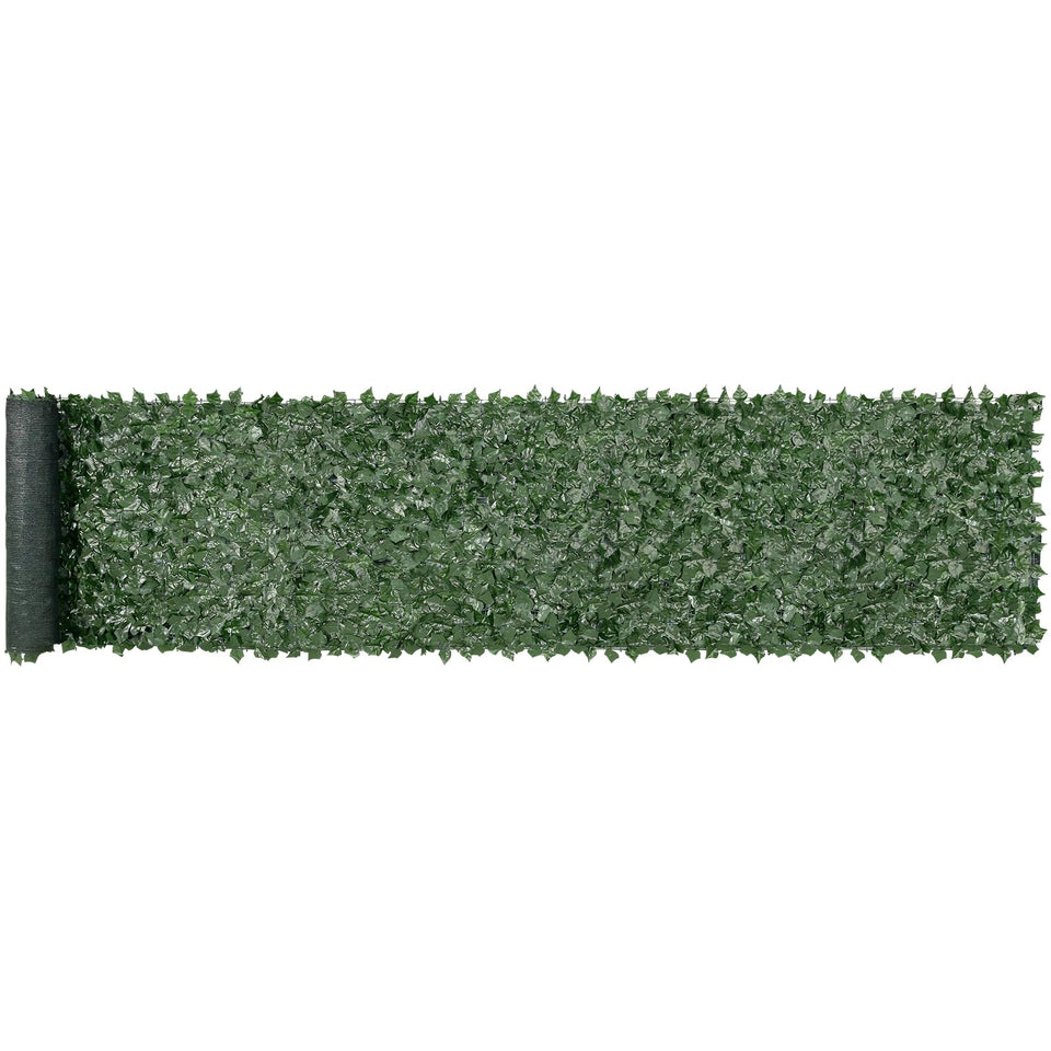 VEVOR artificial ivy fence leaf close-up showing natural veins and texture for realism.