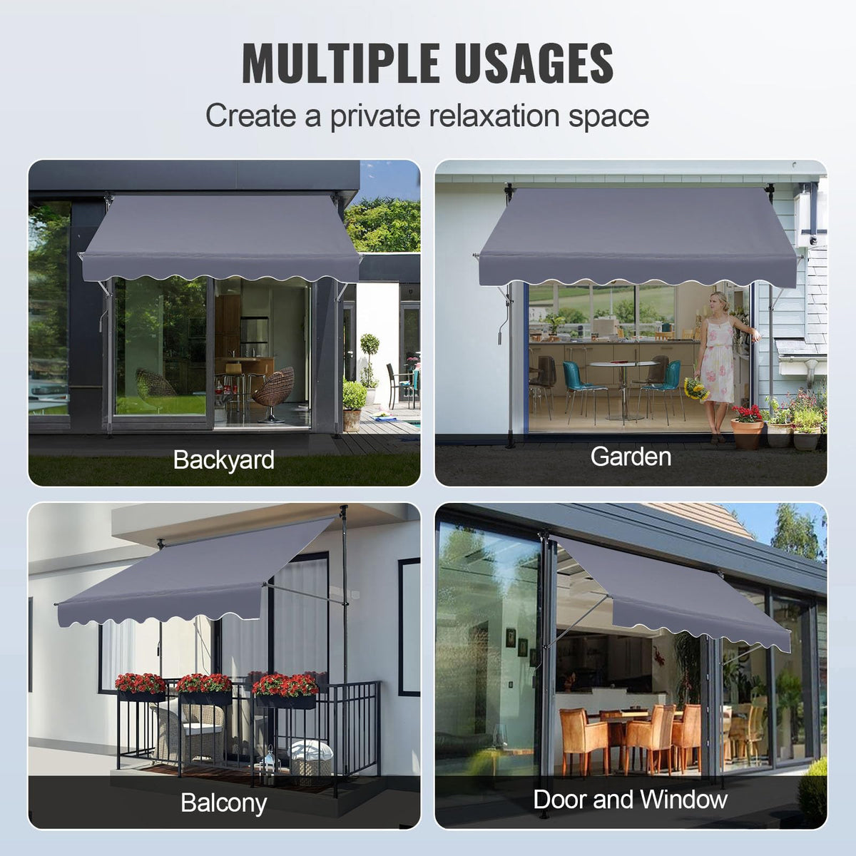 VEVOR awning crank operation enables easy extension and retraction
