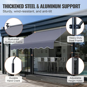 VEVOR awning with steel tube supports boosts durability in windy conditions