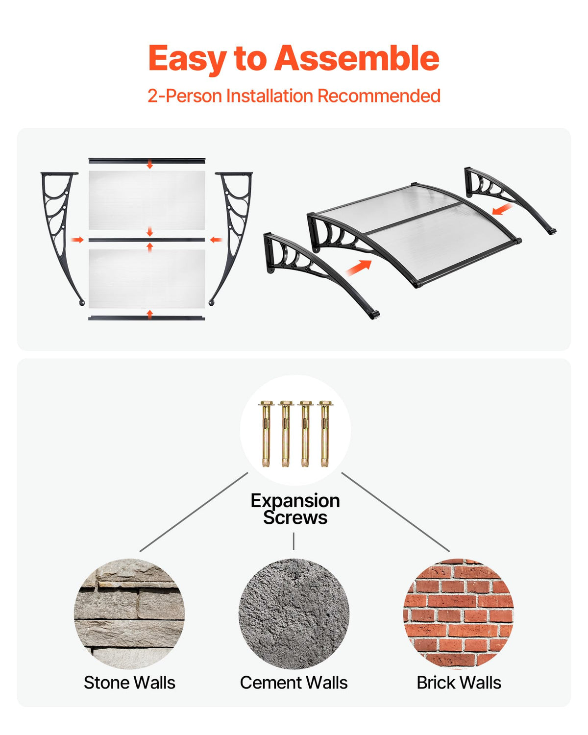 VEVOR DIY installation kit enables easy wall mounting.