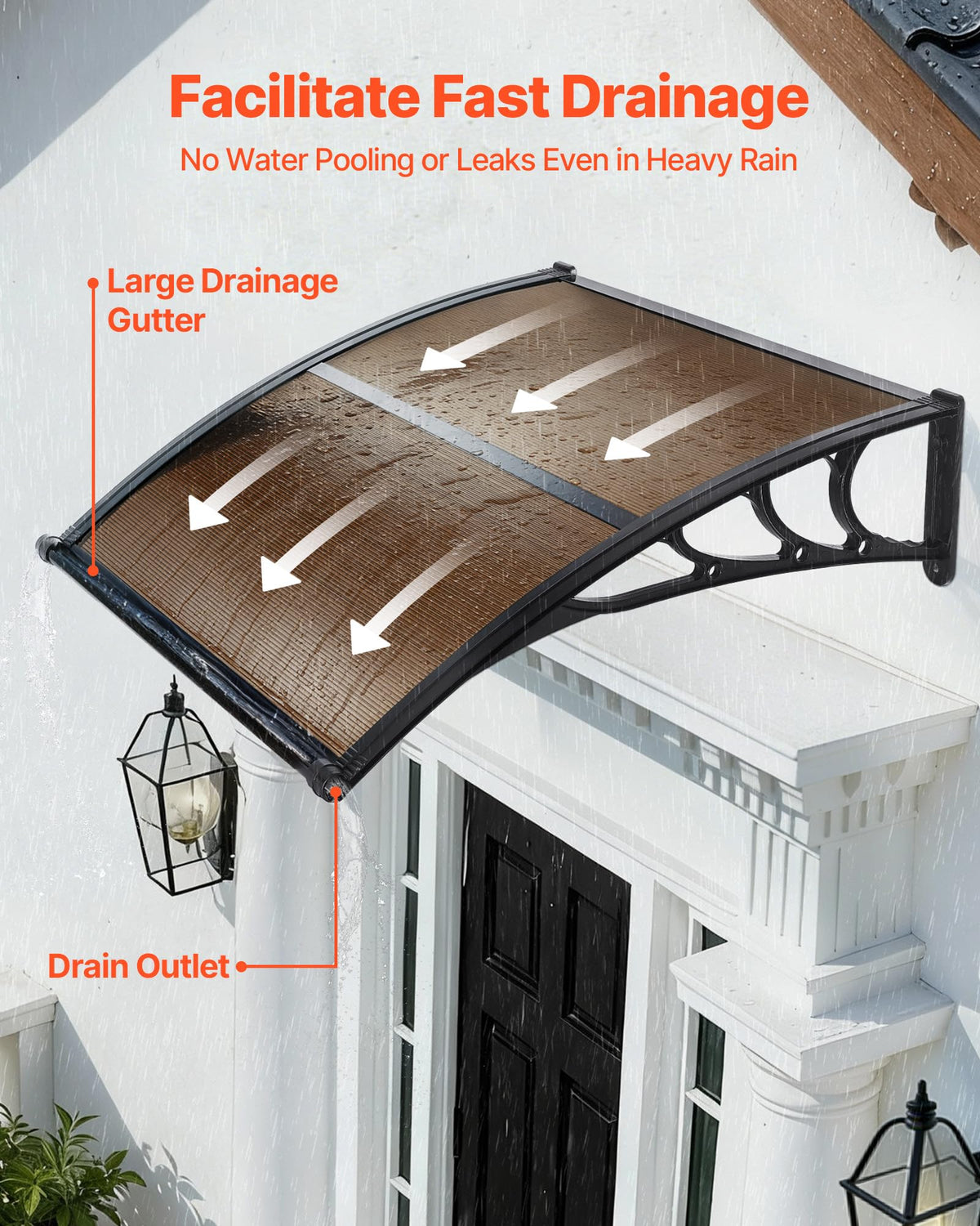 VEVOR polycarbonate panel provides clear view while shielding from sun and rain.