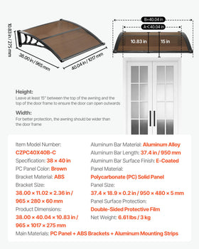 VEVOR rain and snow shield maintains a clean entry during harsh weather.