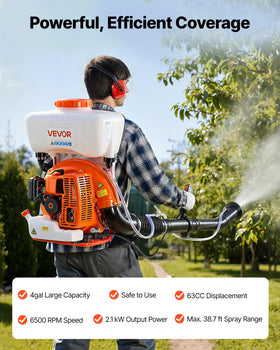 63cc engine on the VEVOR Backpack Fogger for steady mist output