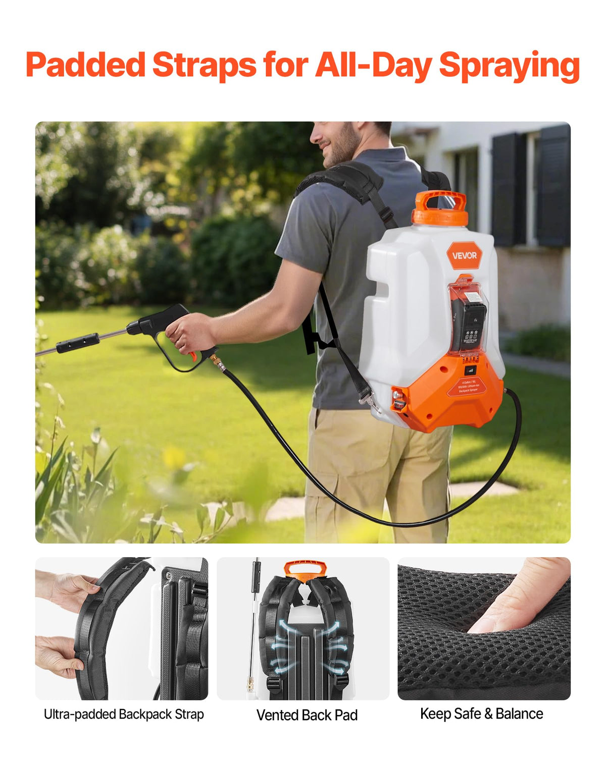 VEVOR ergonomic backpack with memory foam padding reduces fatigue.