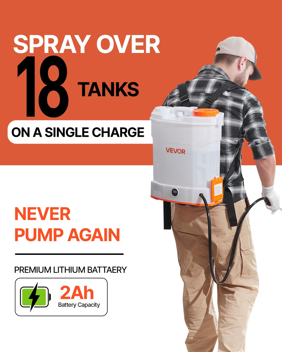 VEVOR leak-proof design with snap-on handle for one-handed use