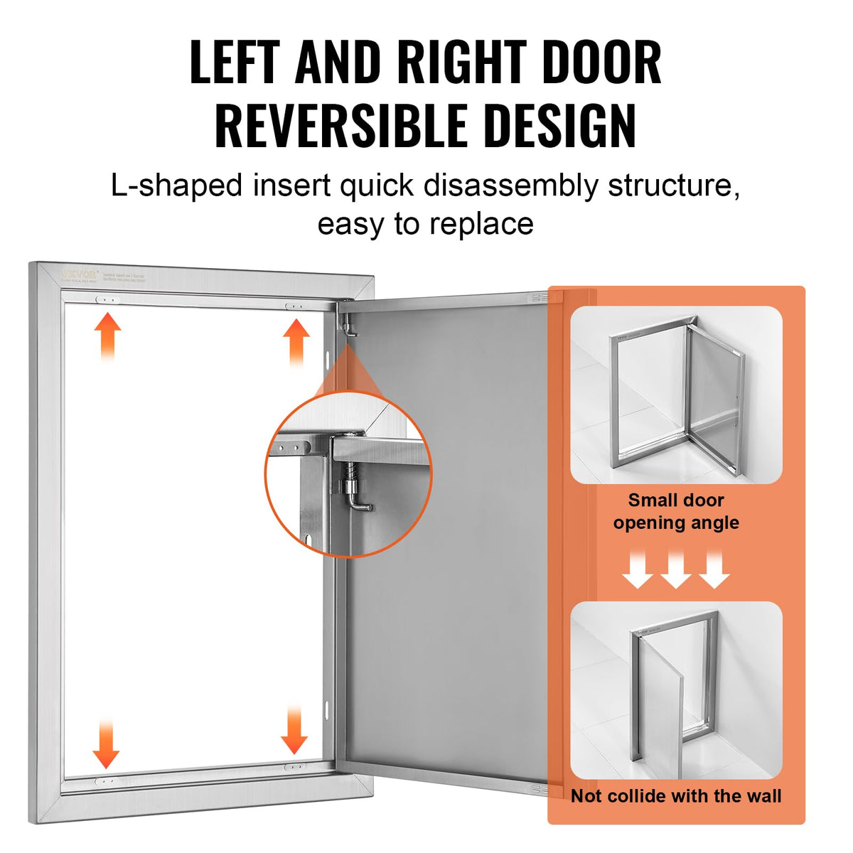 VEVOR BBQ Access Door hidden handle for a sleek, snag-free exterior