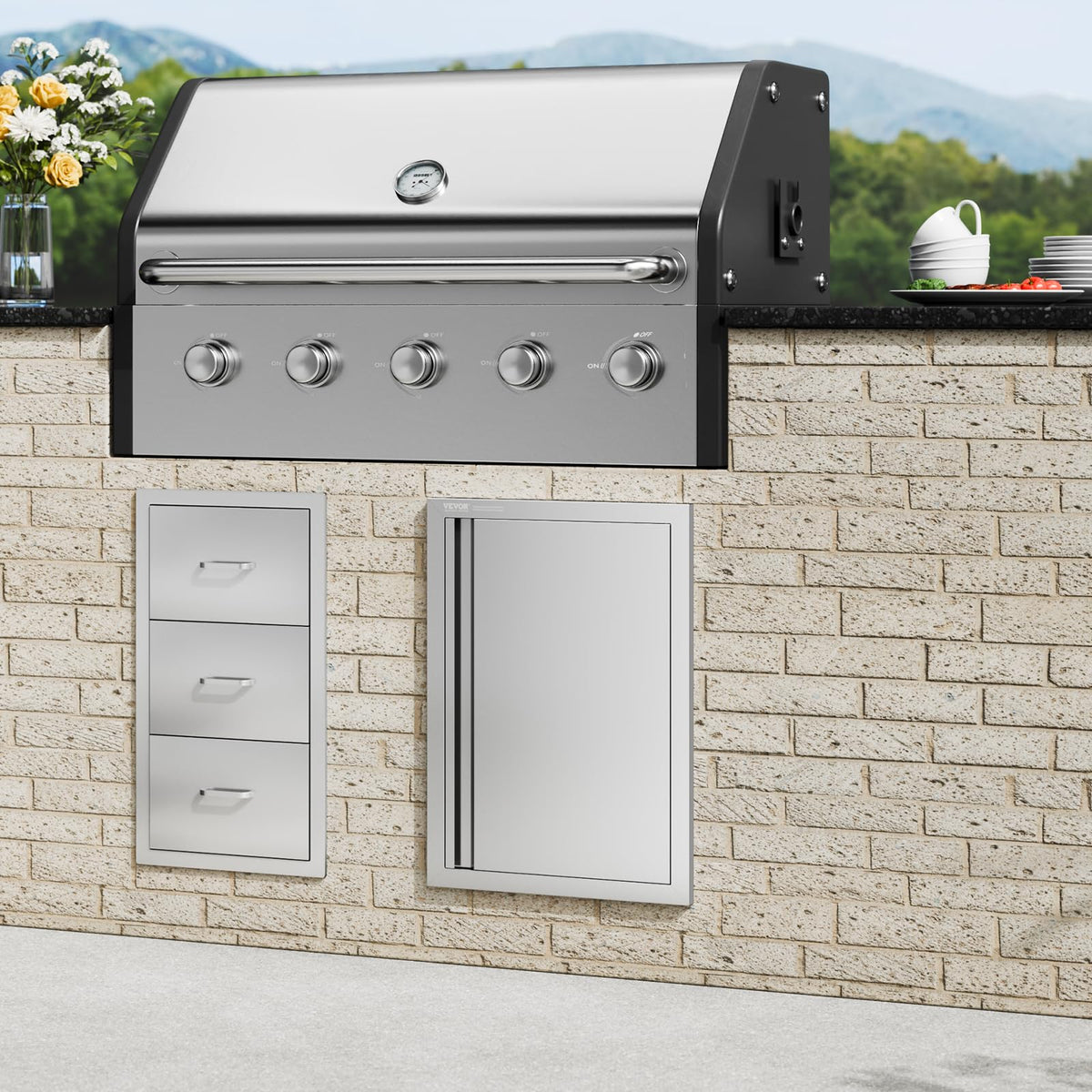 VEVOR BBQ Access Door installation template supports precise mounting