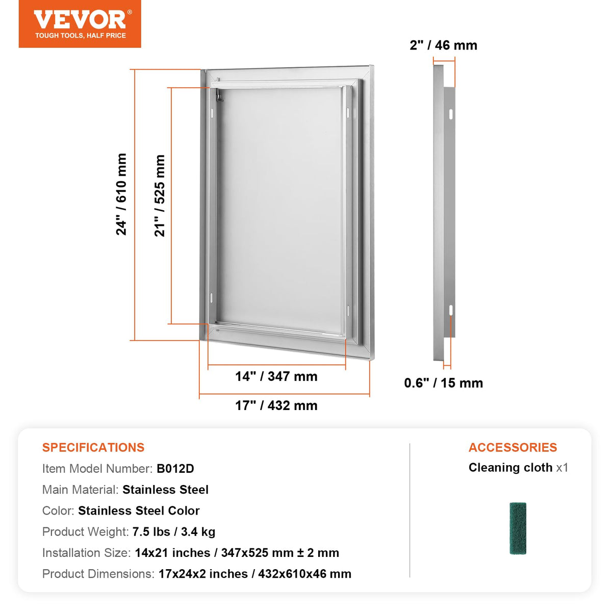 VEVOR BBQ Access Door magnetic closures ensure a snug seal