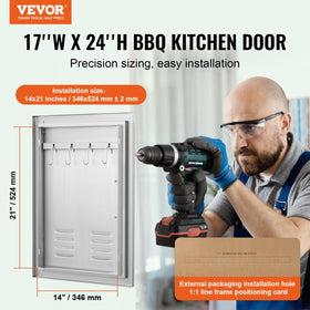 VEVOR BBQ Access Door installed on outdoor kitchen island for easy storage access