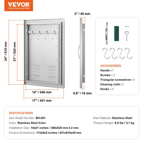 VEVOR BBQ Access Door reinforced internal beam for a sturdier outdoor cabinet