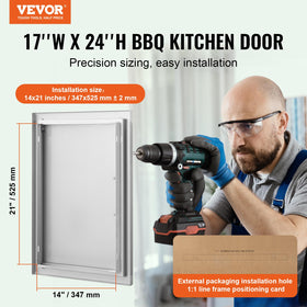 VEVOR BBQ access door side profile highlighting slim flush-mount design