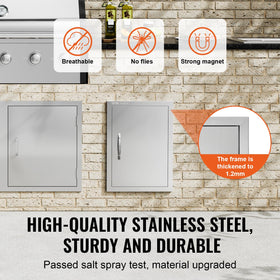 VEVOR BBQ door with magnetic closure keeps contents secure outdoors.