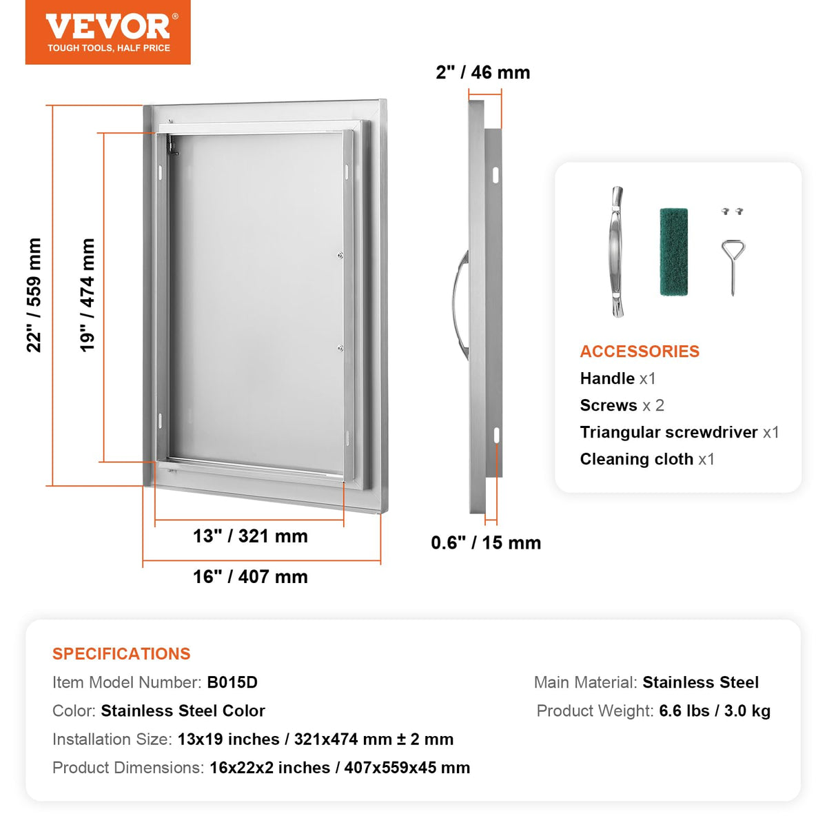 VEVOR seamless-frame design offers a sleek, safe outdoor door.