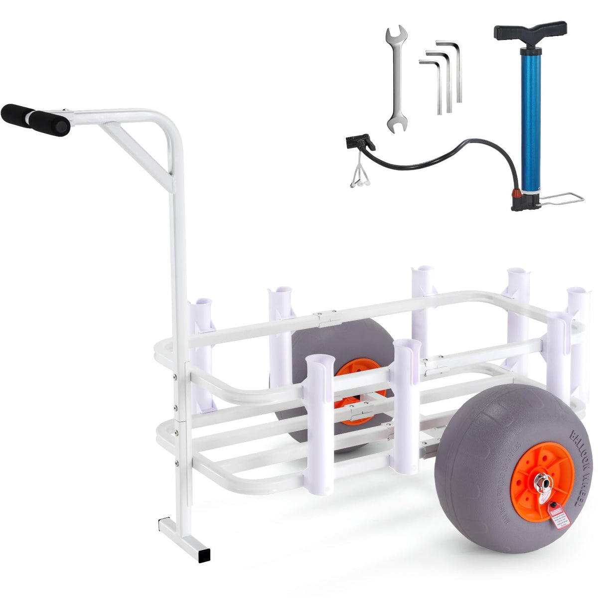 VEVOR Beach Fishing Cart front view showing rugged aluminum frame