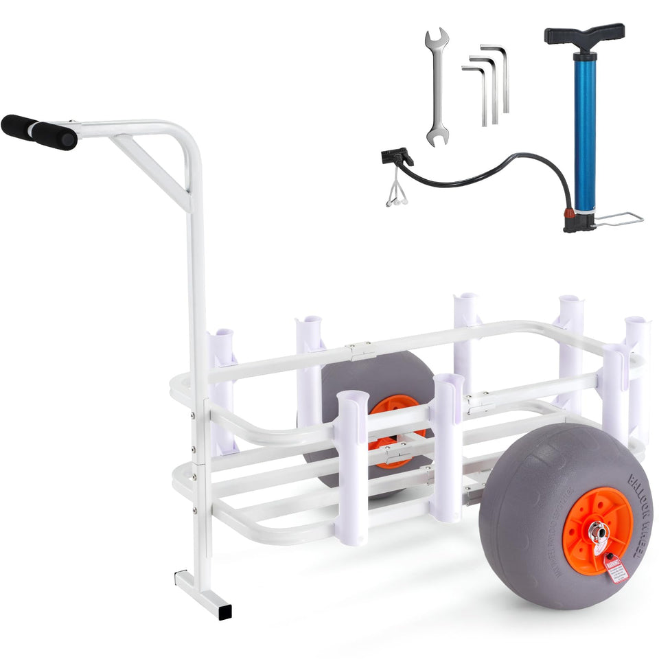 VEVOR Beach Fishing Cart front view showing rugged aluminum frame