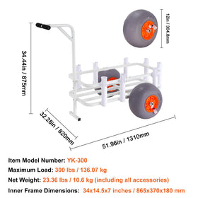 VEVOR cart storage capacity and dimensions for gear planning