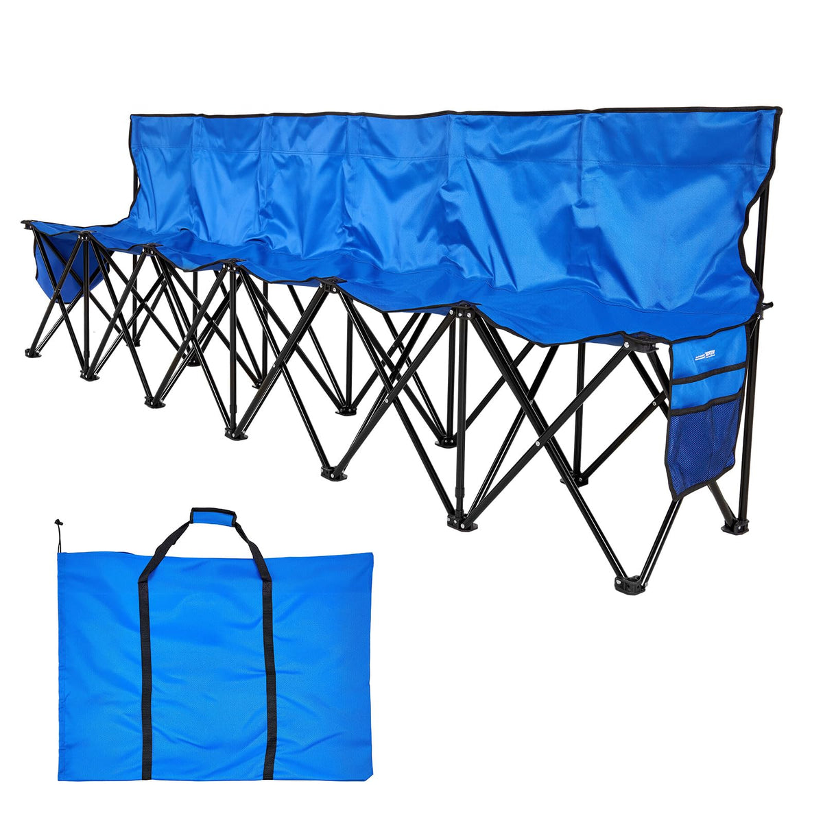 VEVOR blue bench suitable for indoor and outdoor use during events.