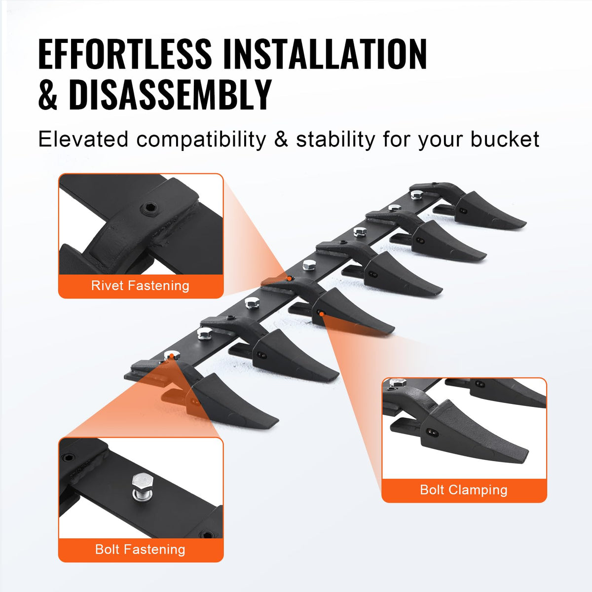 VEVOR 48'' tooth bar demonstrates high-load capacity for tough digs.